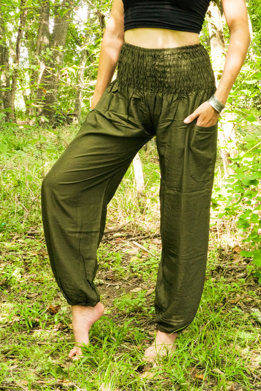 Solid Green Harem Pants