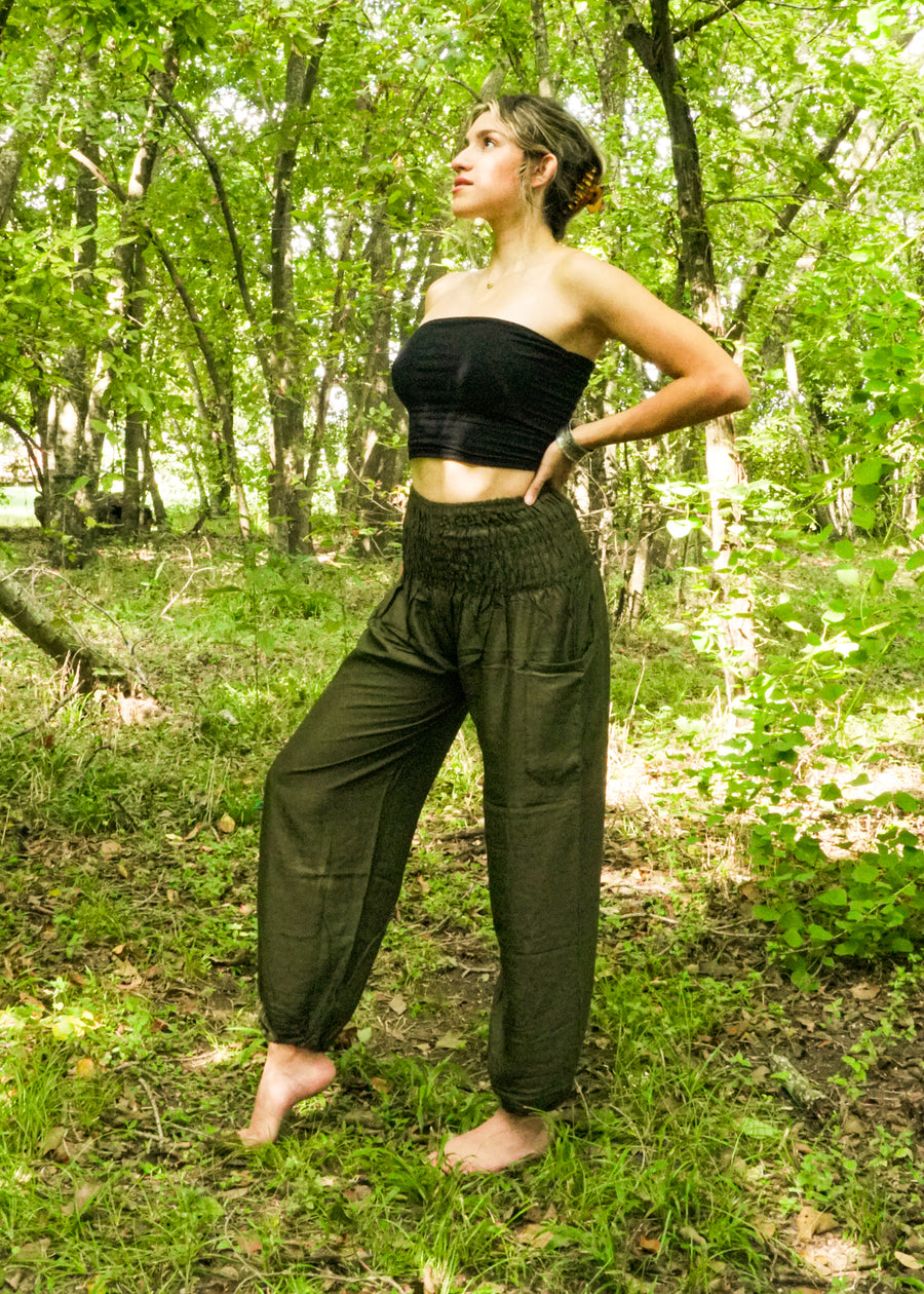 Solid Green Harem Pants