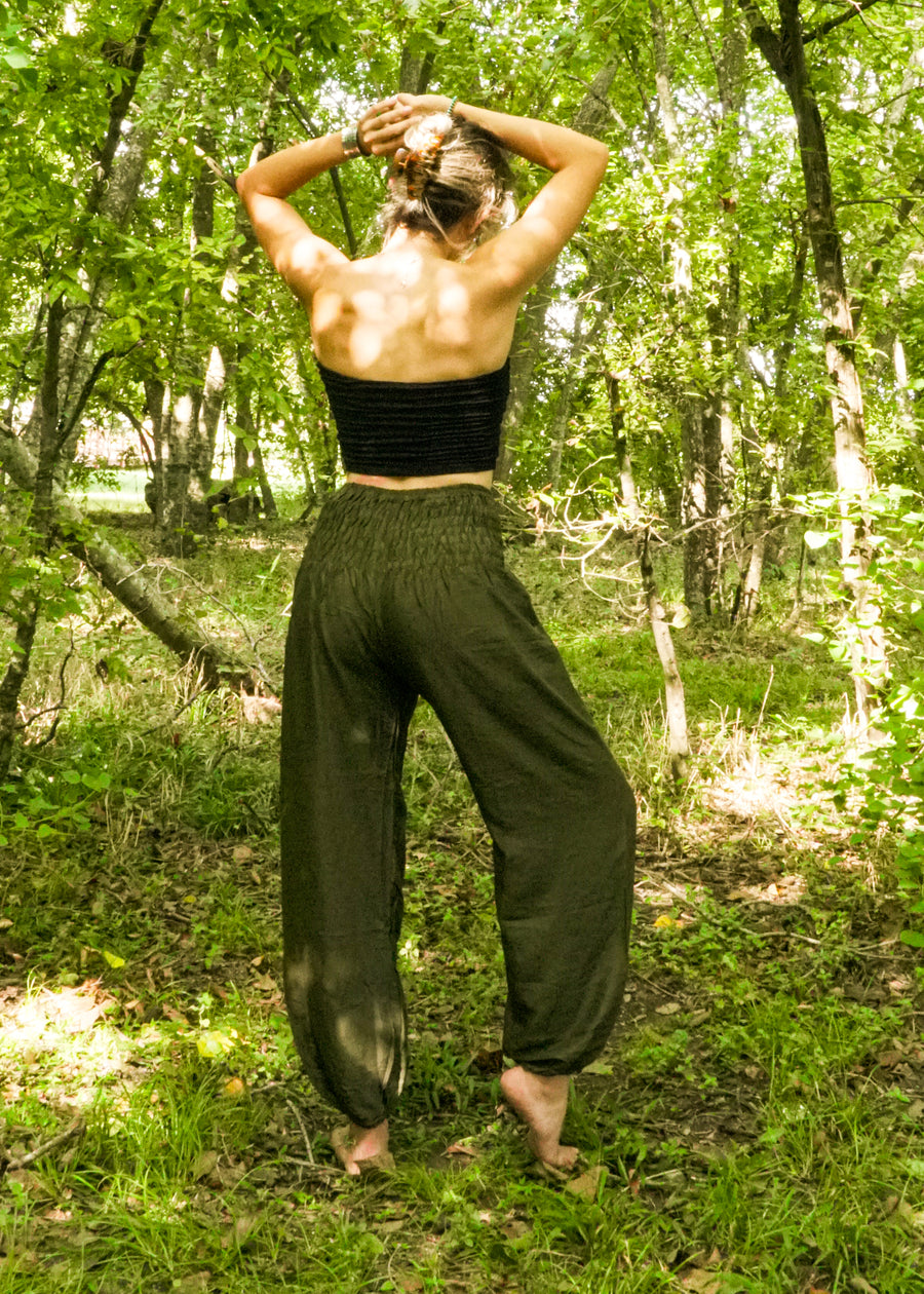 Solid Green Harem Pants