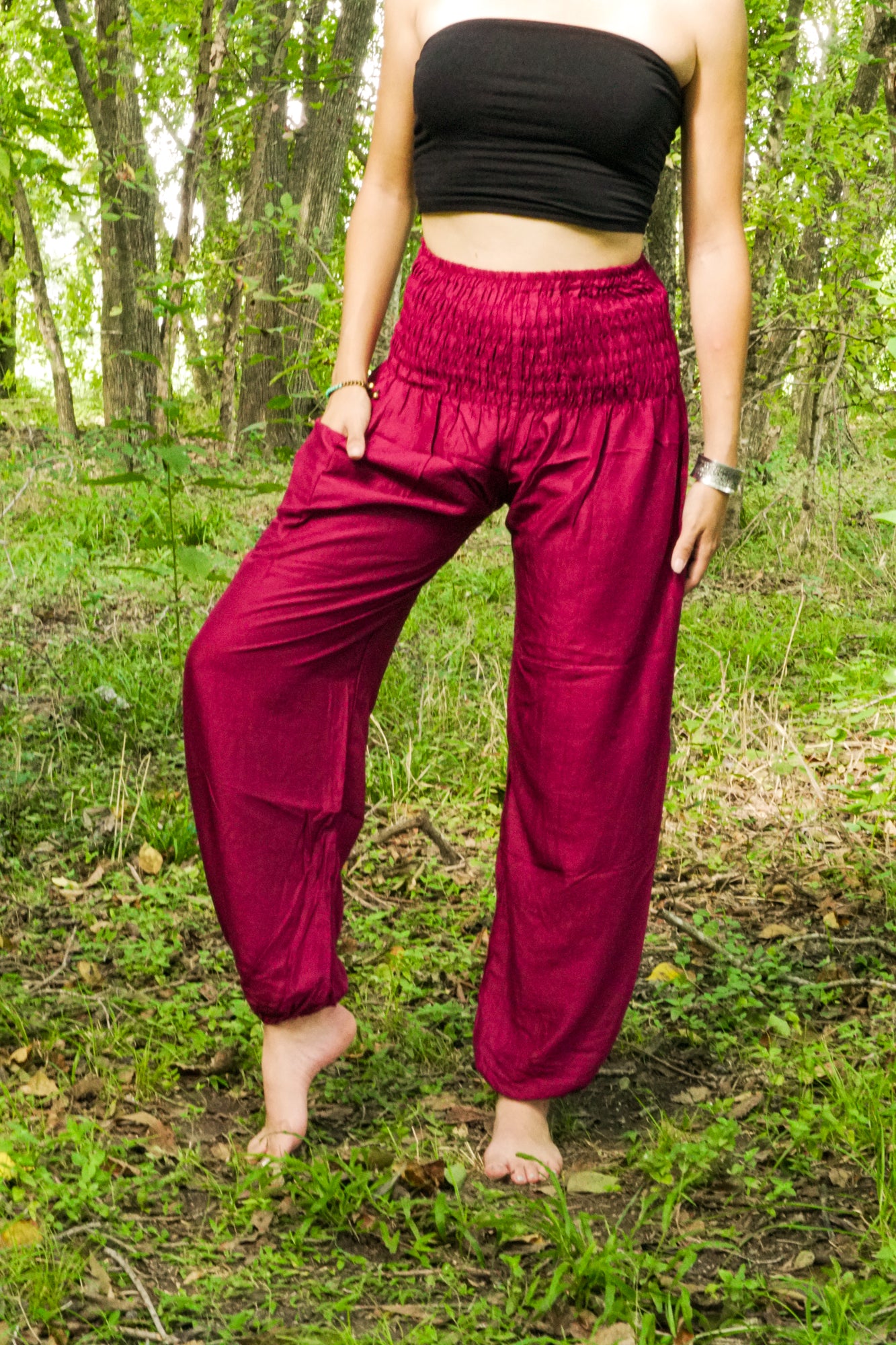 Solid Burgundy Harem Pants