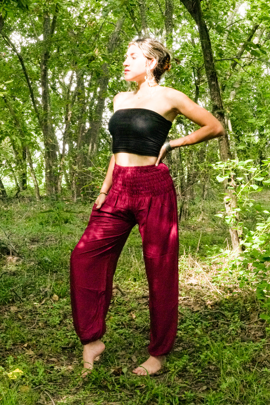 Solid Burgundy Harem Pants