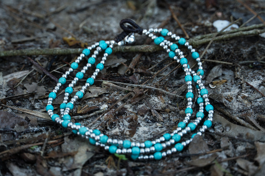 Turquoise Beaded Triple Strand Anklet