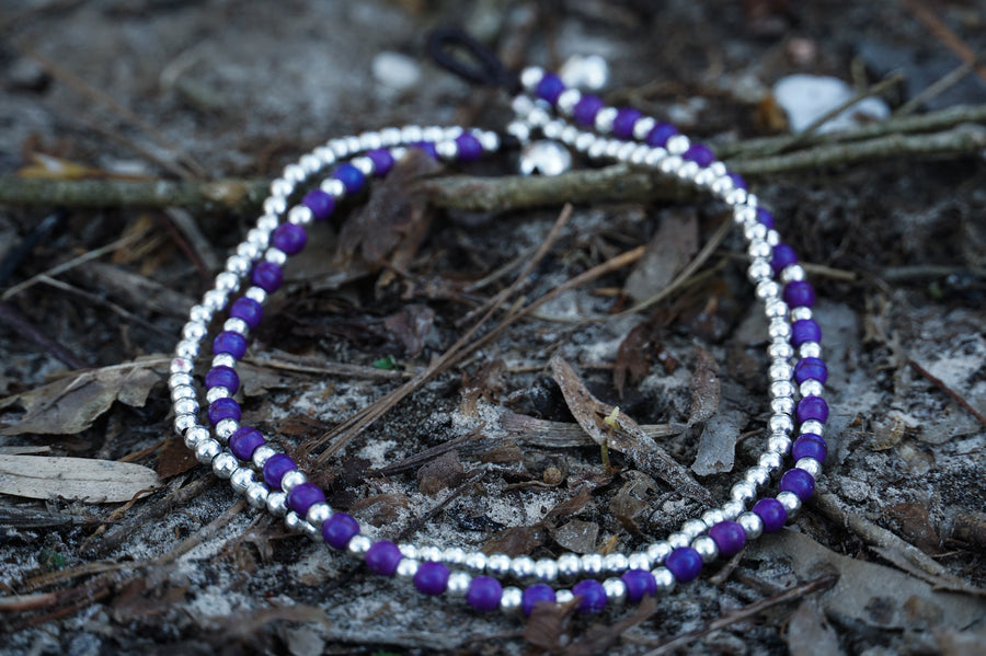 Purple Beaded Double Strand Bracelet