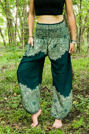 Teal Lotus Bloom Harem Pants