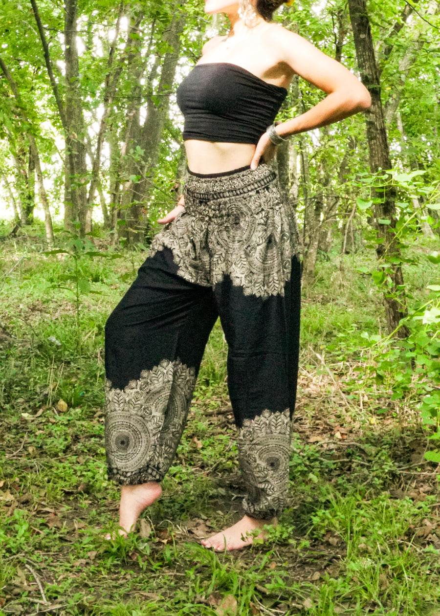 Black Lotus Bloom Harem Pants