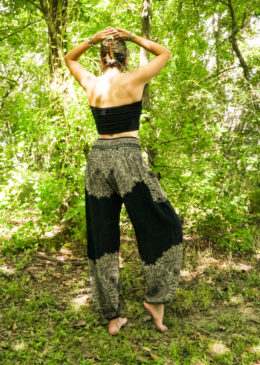 Black Lotus Bloom Harem Pants