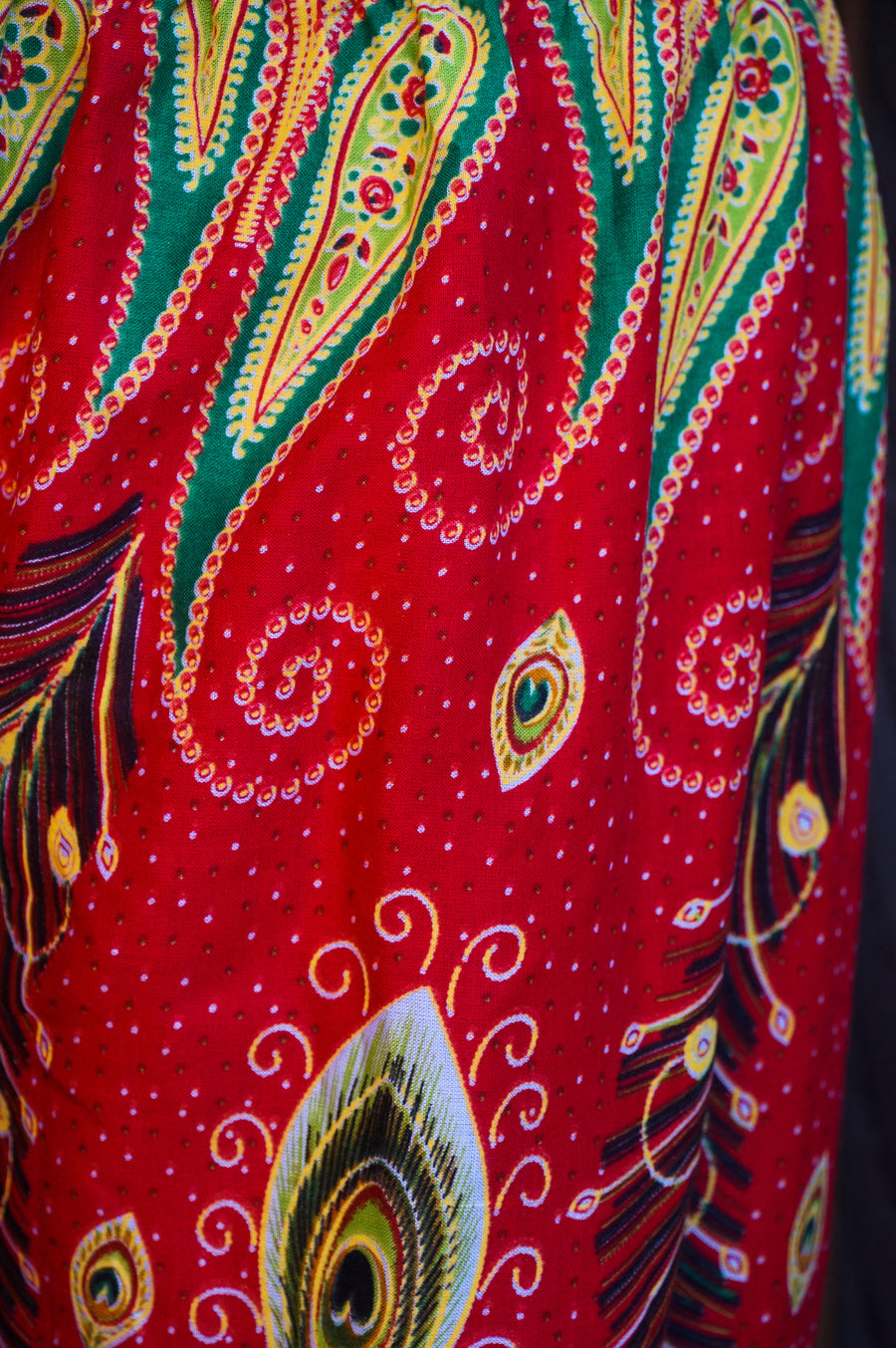 Red Fancy Peacock Harem Pants