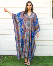 Pacific Blue Lotus Mandala Full Length Kaftan