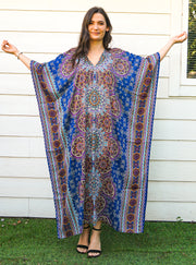 Pacific Blue Lotus Mandala Full Length Kaftan