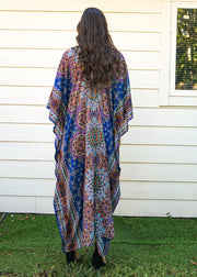 Pacific Blue Lotus Mandala Full Length Kaftan