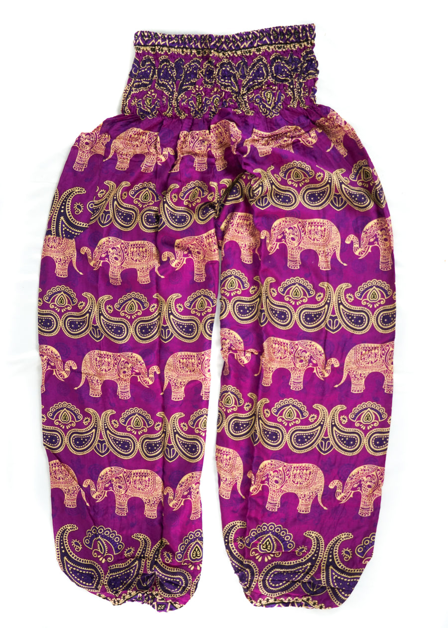 Pink Paisley Elephant Harem Pants