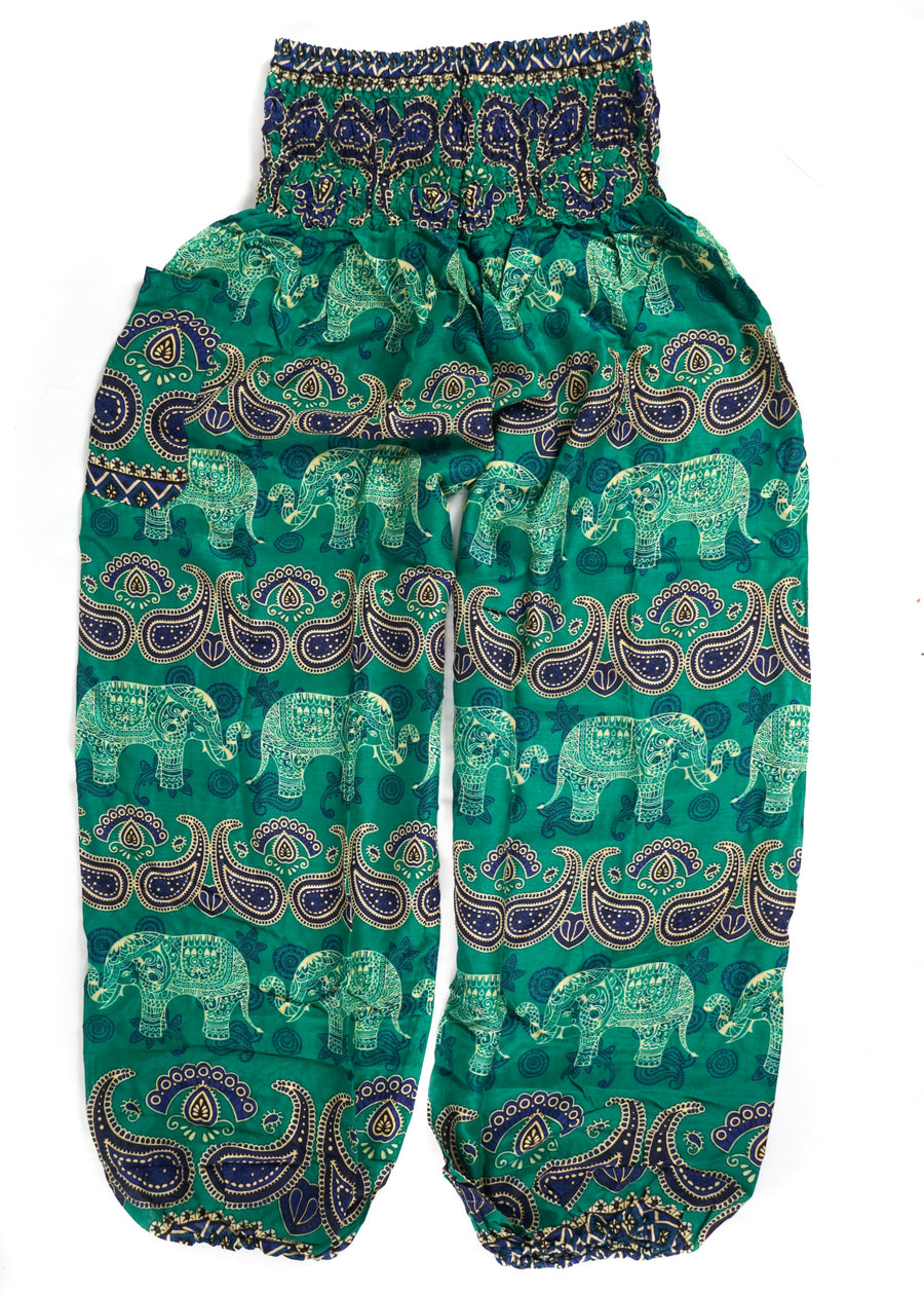 Green Paisley Elephant Harem Pants