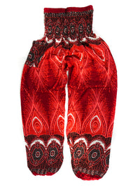 Red Royal Peacock Harem Pants