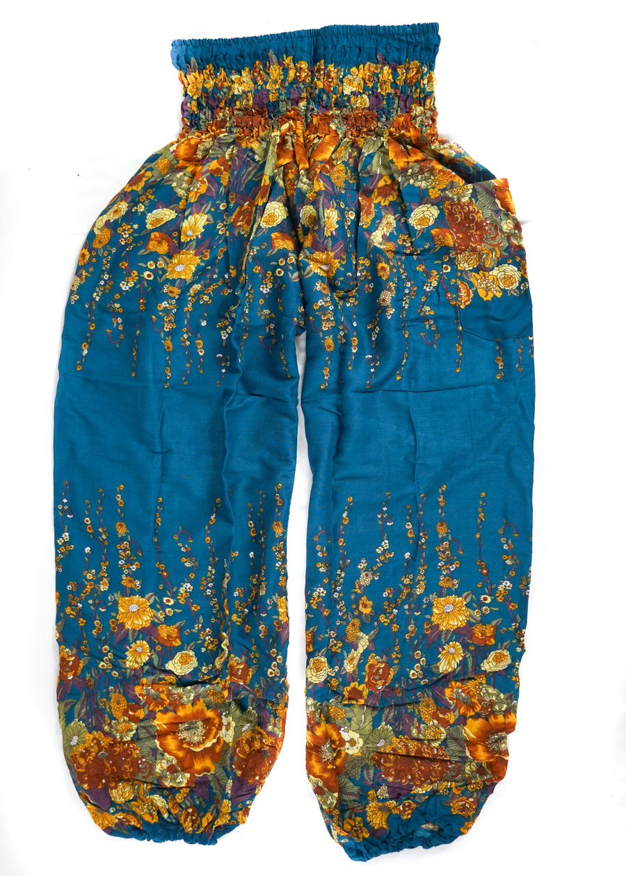 Teal Floral Harem Pants