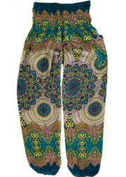 Teal Lotus Floral Harem Pants