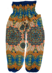 Orange Lotus Floral Harem Pants