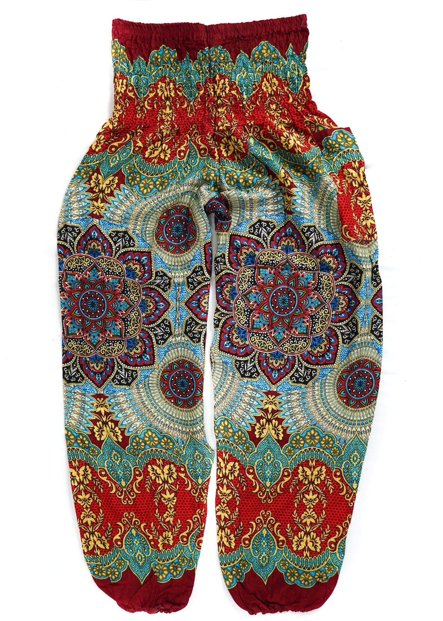 Plus Size Red Lotus Print Harem Pants