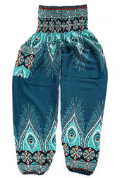 Teal Peace Peacock Harem Pants