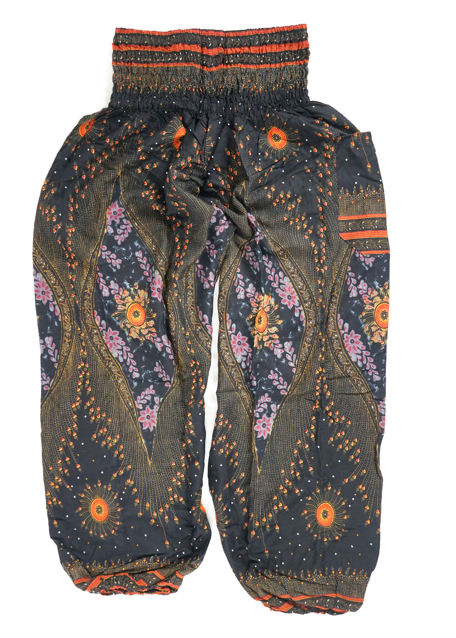 Black Peacock Eye Harem Pants