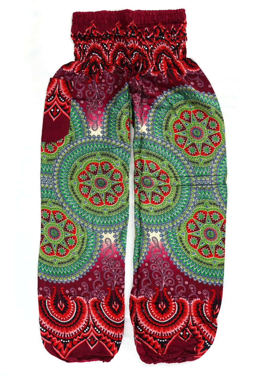 Burgundy Psychedelic Star Harem Pants