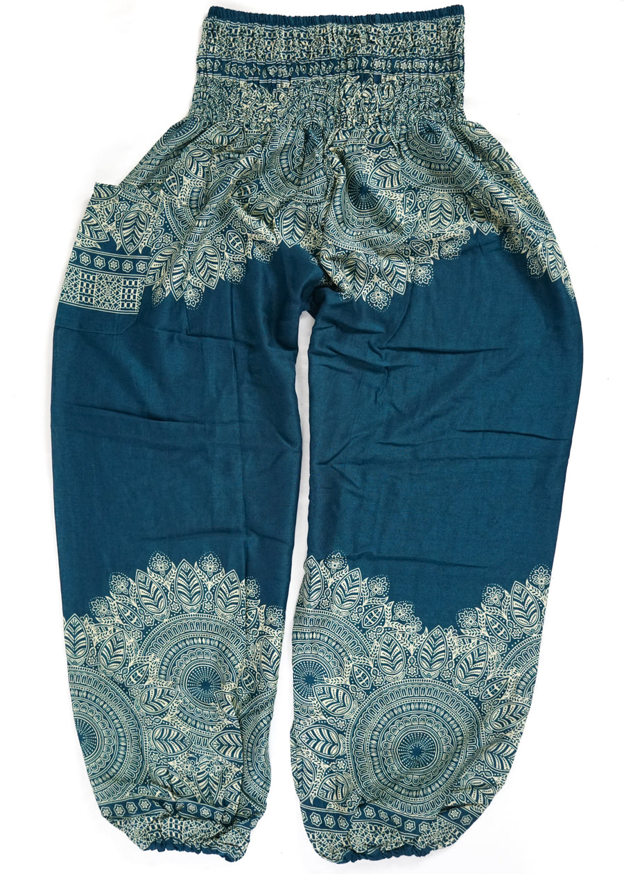 Teal Lotus Bloom Harem Pants