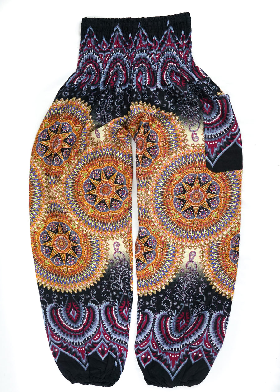 Black Psychedelic Star Harem Pants