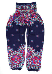 Blue Floral Mandala Harem Pants