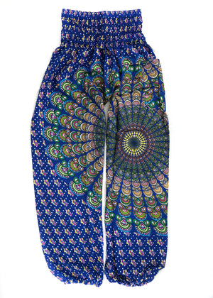 Blue Full Moon Chakra Mandala Harem Pants