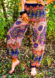 Blue Pink Lotus Floral Harem Pants