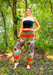 Red Lotus Floral Harem Pants