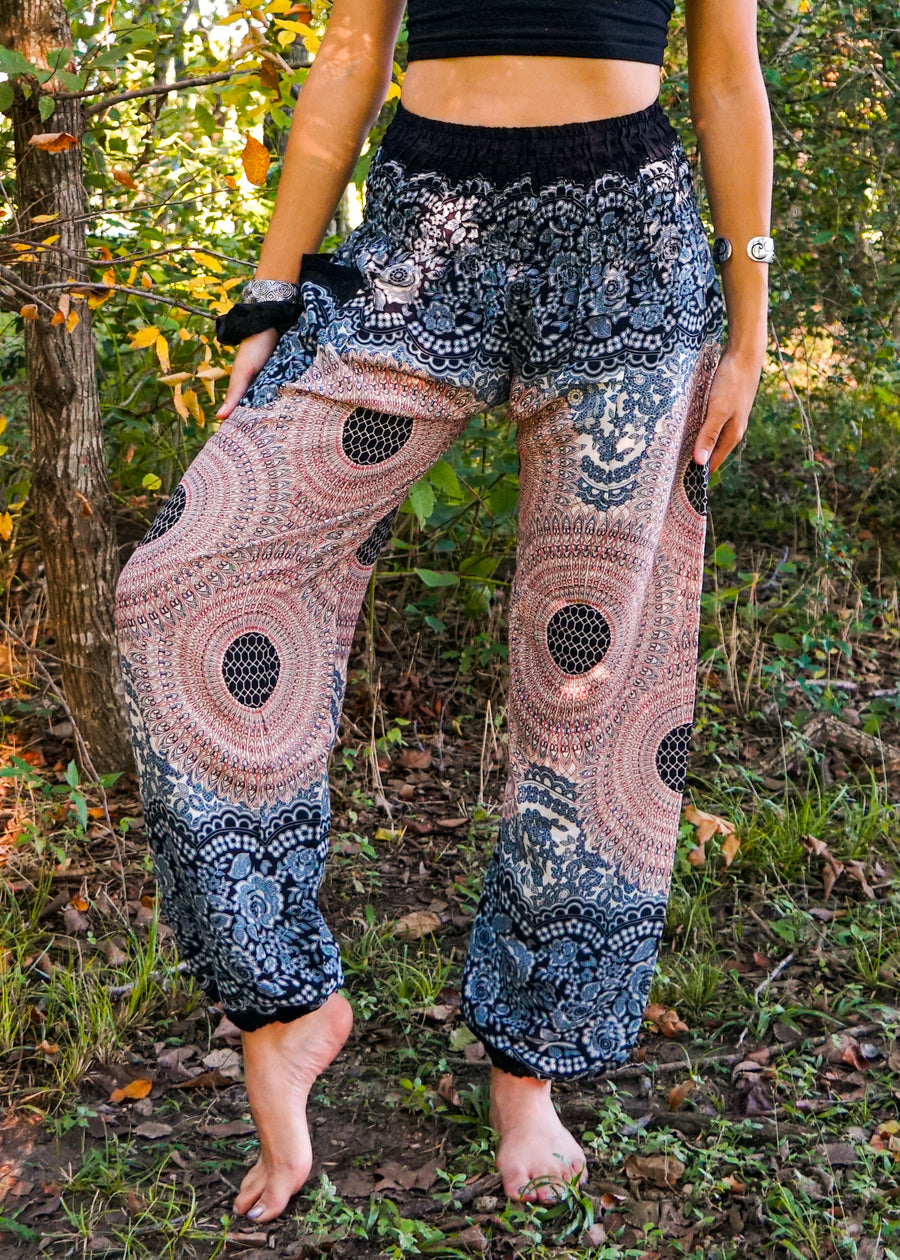 Pink Wild Rose Mandala Harem Pants