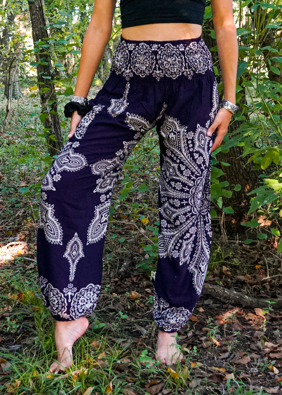 Purple Butterfly Mandala Harem Pants