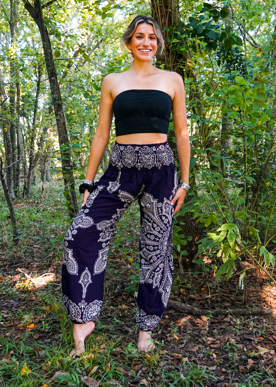 Purple Butterfly Mandala Harem Pants