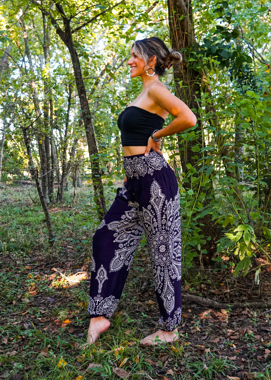 Purple Butterfly Mandala Harem Pants