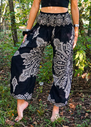 Black Butterfly Mandala Harem Pants