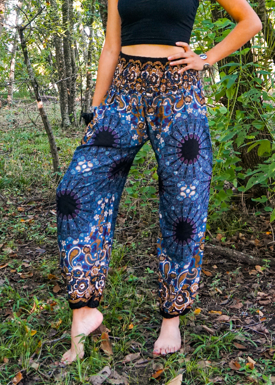 Dark Blue Mandala Harem Pants