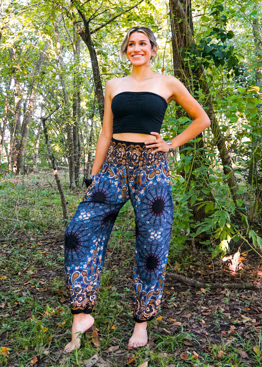 Dark Blue Mandala Harem Pants