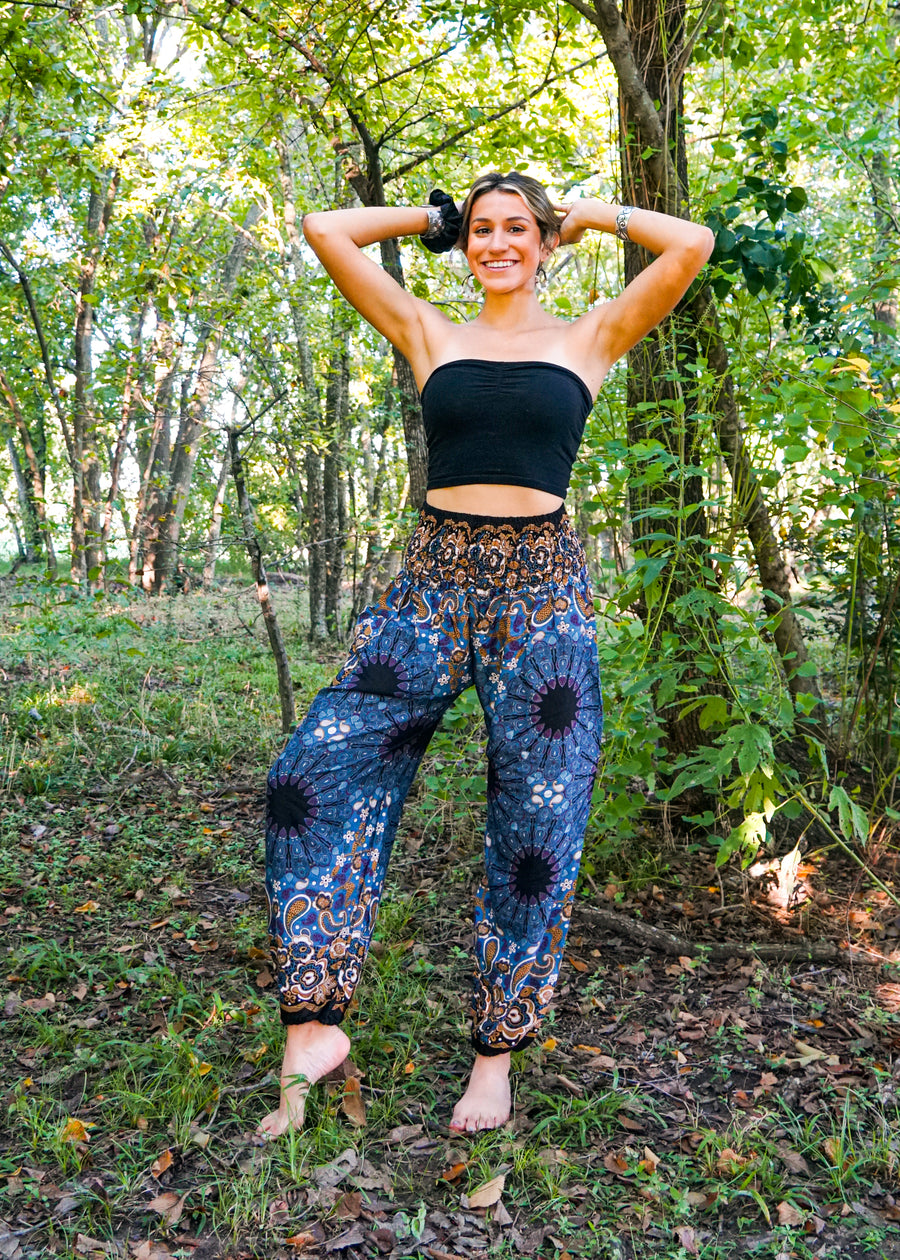 Dark Blue Mandala Harem Pants