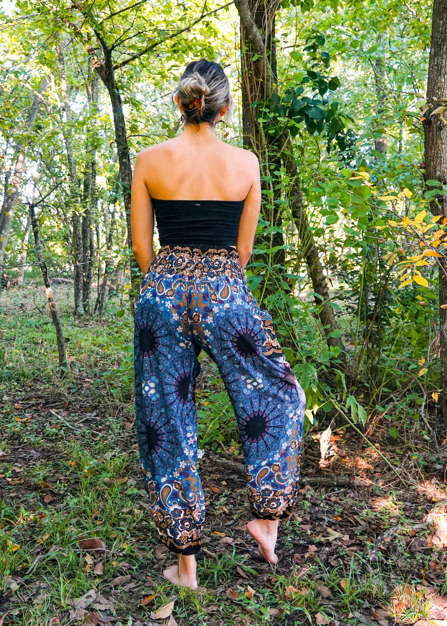 Dark Blue Mandala Harem Pants