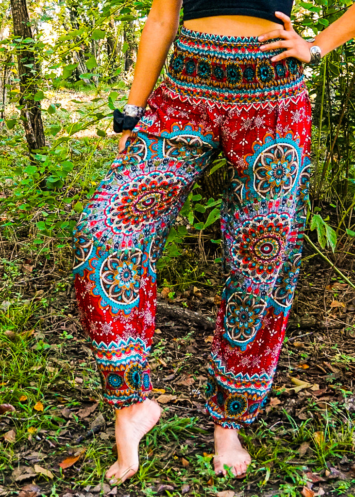 Red Lotus Chakra Floral Harem Pants