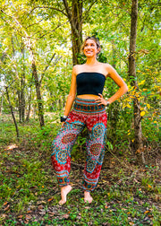 Red Lotus Chakra Floral Harem Pants