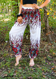 White Floral Harem Pants