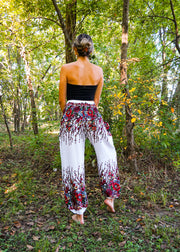 White Floral Harem Pants