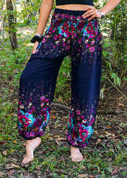 Blue Floral Harem Pants