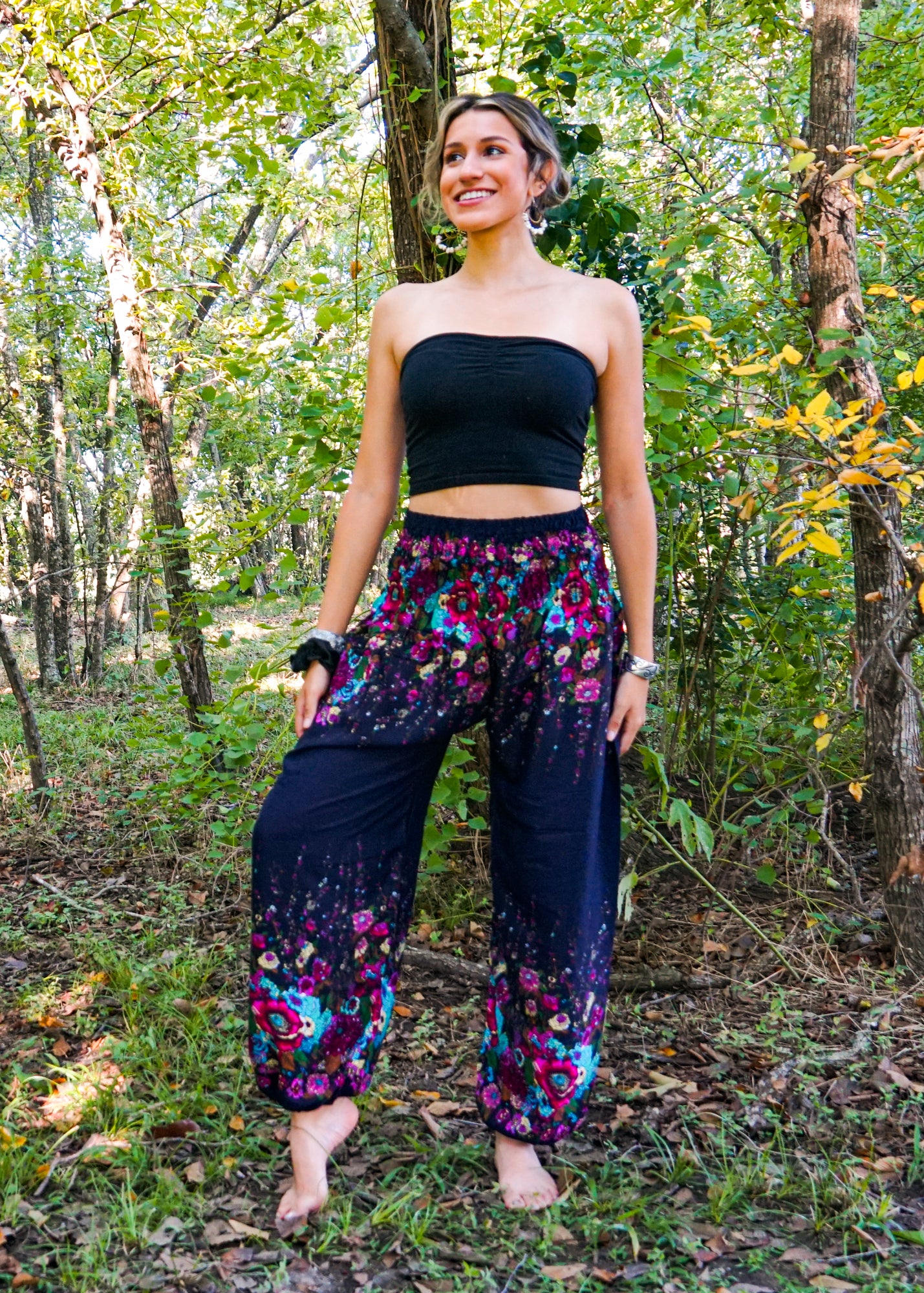 Blue Floral Harem Pants