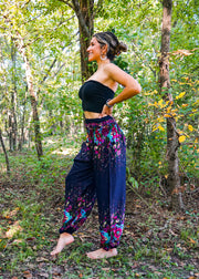 Blue Floral Harem Pants