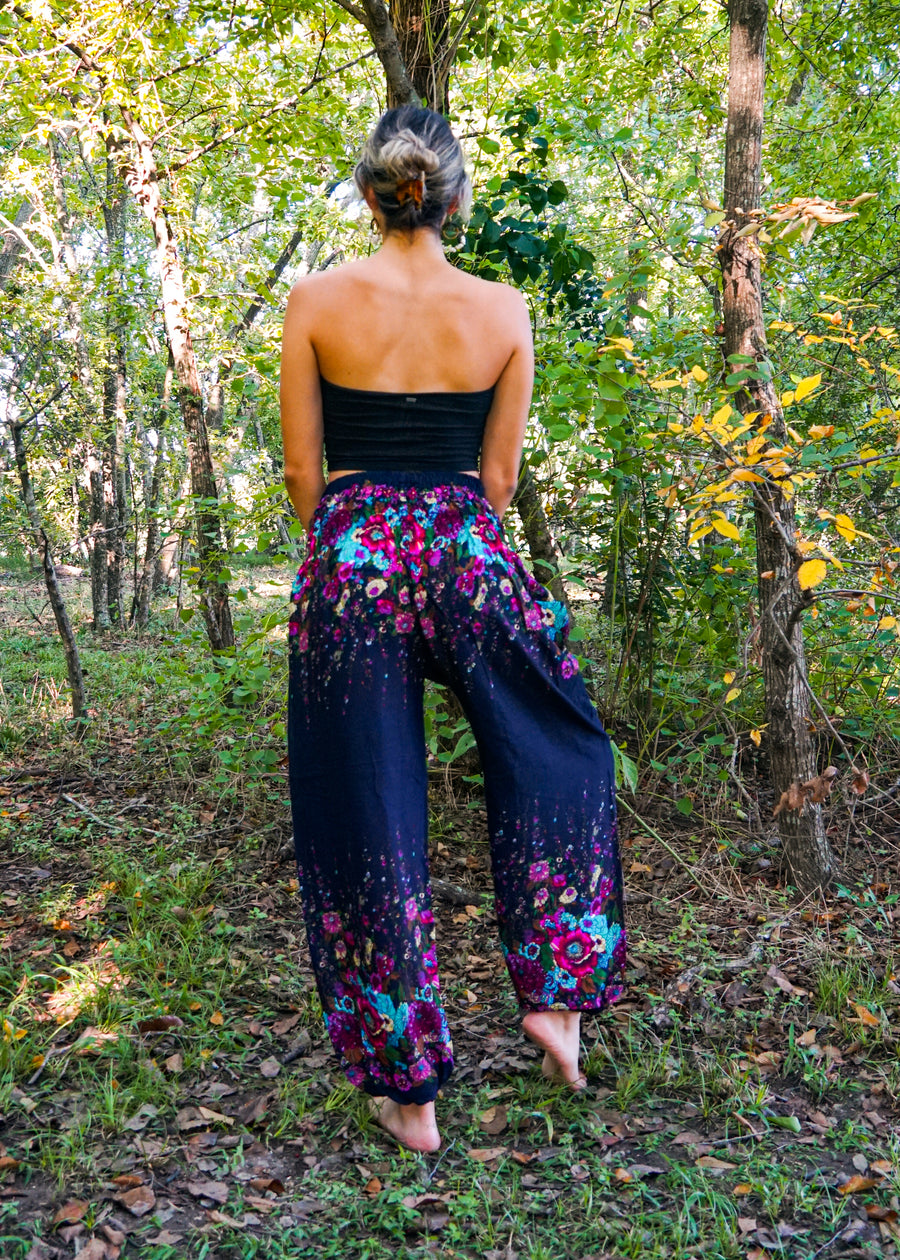 Blue Floral Harem Pants