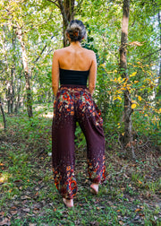 Brown Floral Harem Pants