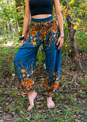 Teal Floral Harem Pants