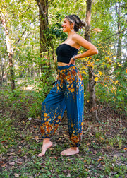 Teal Floral Harem Pants